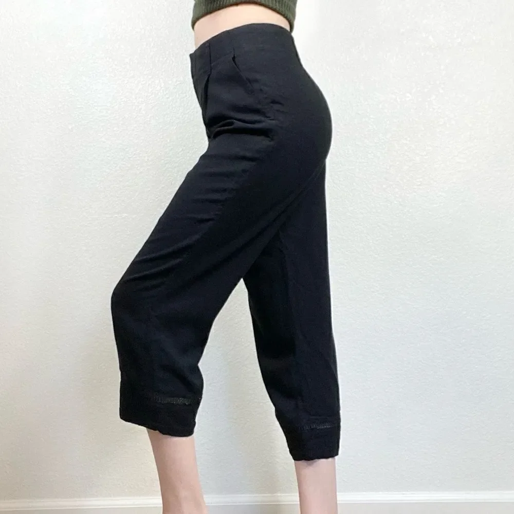 Club Monaco Black Cropped Trouser Pants